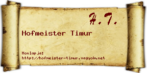 Hofmeister Timur névjegykártya