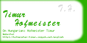 timur hofmeister business card